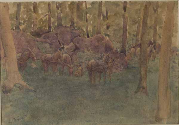 Mountain Battery, Mule Teams Concealed in a Wood
